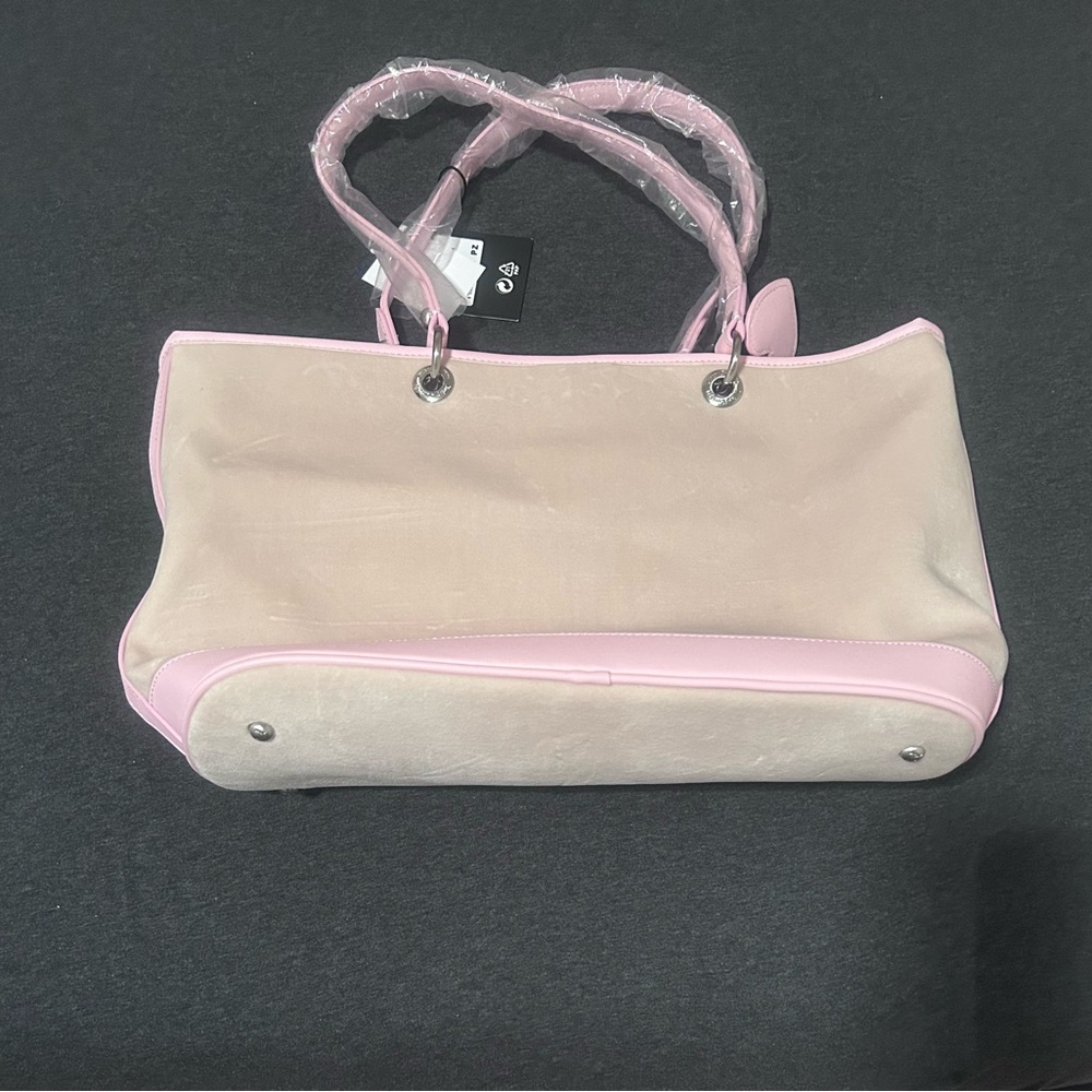 Juicy Couture Twig Scottie Dogs Tote Bag Pink Velour Rare Shopper NWT - Picture 10 of 12